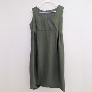 Homemade Army Green Dress Empire Waistline